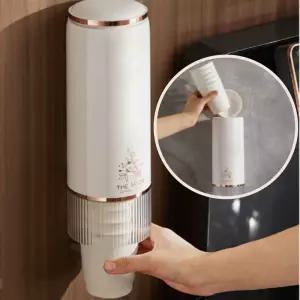 사무실 자동 종이컵디스펜서 벽걸이 무타공 컵홀더 먼지 방지용