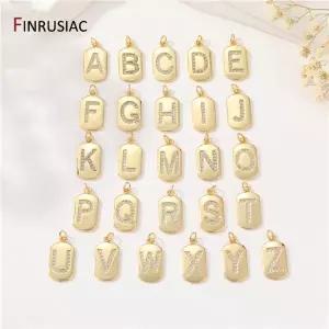 호환  14K 금도금 황동 강아지 태그 26 이니셜 글자 알파벳 참 DIY 여성용 펜던트 목걸이 쥬얼리 제작