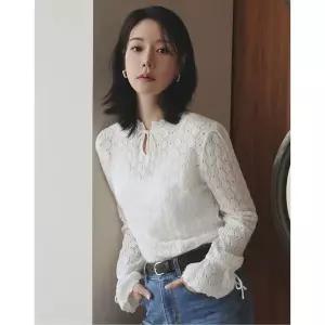 매장정품 더엣지 25FW 울혼방 보헤미안 니트 블라우스 2061880009 100629