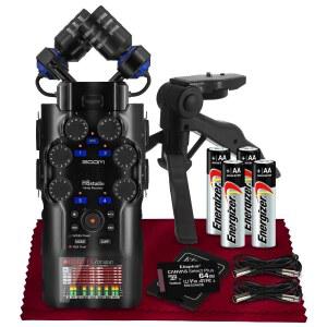 Zoom H6스튜디오 핸디 레코더, H6 스튜디오(H6S) 32비트 플로트 레코딩, F-시리즈 프리앰프, 게인 노브, 대형 마이크, USB 오디오 인터페이스 /Micro SD, 삼각대, 팟캐스트 영화 제작자 뮤지션용 배터리