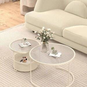 더블레이어드테이블 원형 거실 70 단일 미백 서랍 45 유리 소파 50