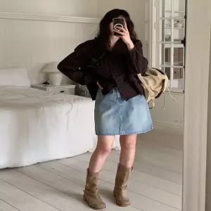 에티브 워싱 데님 미니 스커트 86179 빅사이즈 여성의류