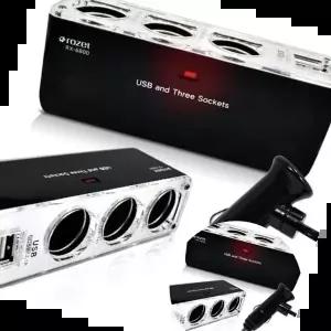 USB시가잭 로제트 차량용 3구시가잭/RX-6800/USB2포트추가/