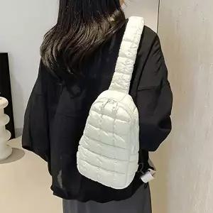 여성 벨트 슬링 백 크로스 여자 패딩 가방 아이보리-WFI27EA