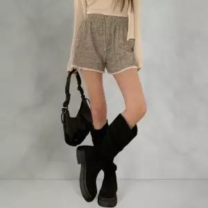 [다잇템] 여성 골지 쁘띠 패턴 고무줄 스웨터 반바지