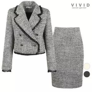 비비드시크릿가너 VIVID SET 여성 로라 트위드 정장울자켓스커트 세트