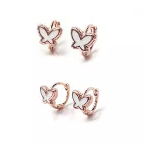 화이트나비 925실버 로즈골드 원터치 귀걸이
