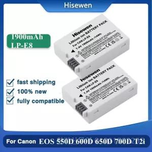1900mAh LP-E8 배터리 충전식 및 Canon EOS Rebel T3i T2i T4i T5i 600D 550D 650D 700D Kiss X5 X6 용 충