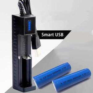 USB 스마트 리튬 배터리 충전기, 범용 3.7-4.2V 단일 슬롯 26650, 18650, 14500/10440 Ni-mh