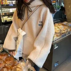 와이드핏 여성 양털 후드티 목폴라 레이어드 긴팔티셔츠 빅사이즈 캐주얼맨투맨