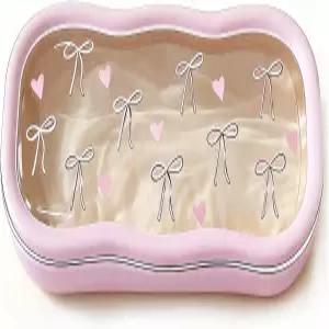 핑크 보우 플라스틱 안경 케이스 하드 쉘 선글라스 및 독서용 투명 귀여운 홀더 휴대용 항압 근시 상자