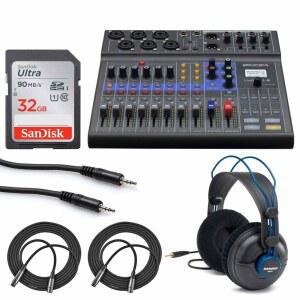 32GB 메모리 카드 스튜디오 폰 스테레오 미니 남성 케이블 마이크 케이블이 포함된 LiveTra L 8 휴대용 8채널 디지털 믹서 및 멀티트랙 번들 가치 있는