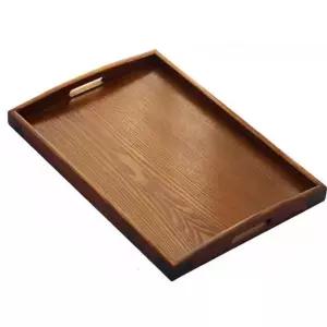 대형 우드 트레이 손잡이있는 카페 손잡이 서빙 나무 갈색
