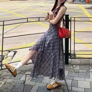 여름 체크 언발 스커트 나시 롱원피스 WFJF6KD