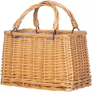 손잡이가 달린 야든펀 위커 피크닉 바구니 작은 직조 버드나무 라탄 수확 달걀 빵 사탕 식료품 꽃을 위한