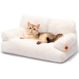실내 고양이를 위한 펀 고양이 침대, 탈착식 커버가 있는 작은 개와 세탁 가능한 개 미끄럼 방지 바닥이 푹신한 소파(베이지, 26.0인치 L X 19.0인치 W 13.0인치 Th)