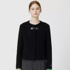 [롯데백화점]씨씨콜렉트 라운드넥 버클 장식 크롭 코트 C254MSG351