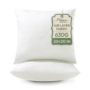 애슐러 던지기 베개 삽입물 프리미엄 침대 실내 장식 베개 스터퍼 가짜 소파 포함된 2팩 공기층 쿠션 베개가 20X20 흰색 사각