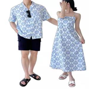 여성 여자 여름 커플룩 남자 셔츠 원피스 시밀러룩휴양지룩 바캉스룩 비치웨어