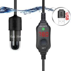 USB 미니 어항 수족관 히터 10W LED 디지털 수온표시 거북이 수조 수중 히터봉