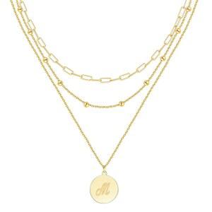 트렌디한 여성을 위한 KSF 골드 레이어드 목걸이 - 14K 도금 초커 이니셜 레터 코인 펜던트 스택 페이퍼클립 체인 주얼리 선물 세트 비 변색