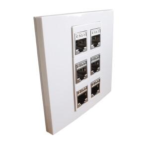 이더넷 6Sockets Shielded CAT7 RJ45 Wall Faceplate Six Ports LAN 86x86mm For 10GB Internet Outlet Pan