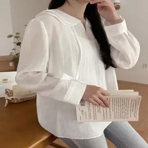 러플러 이중카라 스트링 블라우스 86030 빅사이즈 여성의류