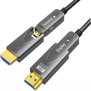 스카이스네일 8K 광섬유 HDMI 케이블 10피트/3m 마이크로 HDMI에서 HDMI로 2.1 탈부착 가능한 타입 A+D