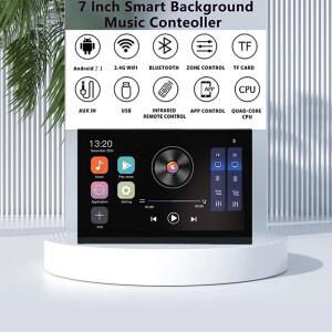 7인치 터치스크린 2존 오디오 볼륨 벽걸이 파워 앰프 WIFI 블루투스 사운드 컨트롤 패널 안드로이드 음악