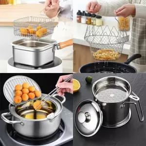 튀김냄비 모음전 인덕션 튀김기 튀김용 거름망 세트 캠핑 튀김기 R620-OA