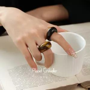 누마 호안석반지 황옥반지 유니크반지 타이거아이 원석 볼드반지