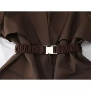 스타일리시 아우터 벨트 패딩 얇은 코트용 허리 주름 밴딩 블랙 고무밴드 골드 버클