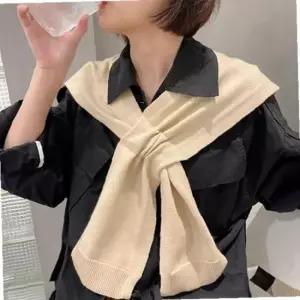 은창)무드 고리 끼움 단색 페이크 가디건 숄 스카프