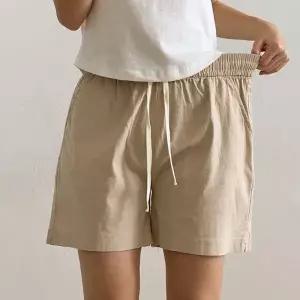 여성용 일상 반바지 바이오 스판 밴드형 3부 코튼 무지