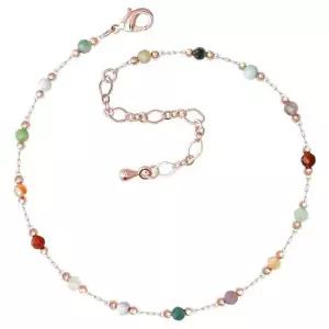 14K GP 젬스톤 컬러 볼 로즈골드 체인 패션 발찌