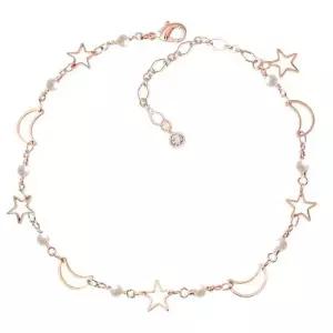 14K GP 진주 별 달 로즈골드 체인 패션 발찌