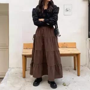 코듀로이 사이드스트랩 발레코어 리본 캉캉치마