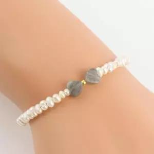 블랙하트 길이조절 반투명 진주팔찌 스털링실버