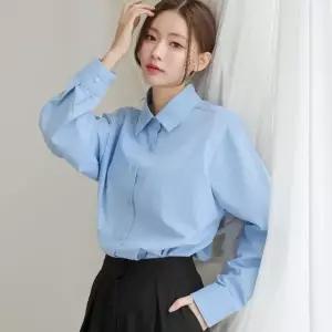 순면남방 롱셔츠 루즈핏 젠더리스 소라색 긴팔