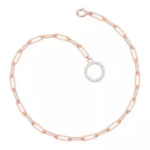 14K GOLD 로즈골드 큐빅 링 펜던트 클립 체인 금 팔찌