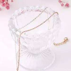 14K 로즈골드 하트 펜던트 두줄 볼 체인 금 팔찌