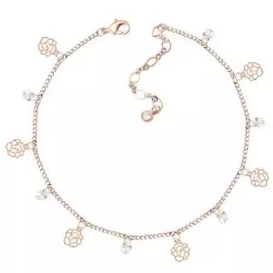 14K GP 장미 큐빅 꽃 로즈골드 체인 패션 발찌