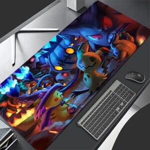 고품질 PU 가죽 마우스 패드 애니메이션 피카추 게임용 키보드 패드 마우스패드 포켓몬 미믹큐 마우스 패드 노트북 확장형 데스크 매트