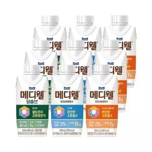 [ETV]메디웰 스타터팩 구수한누룽지맛+고단백+당솔브호두맛 200ml 9팩(각 3팩)
