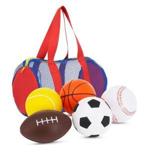 넬리블루 어린이용 폼볼 5종 세트 - 축구, 농구, 축구, 야구, 테니스가 포함된 유아용 장난감 세트 - 부드러운 실내외 유아용 공 - 활동적인 놀이를 위한 어린이 야외 장난감