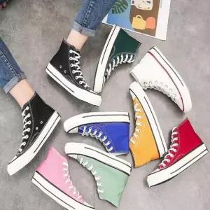 스니커즈 캔버스화 여성 무지단화 단화 하이탑 운동화 WD9151B