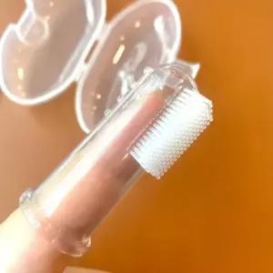 케이스 포함 실리콘 강아지 휴대용 칫솔