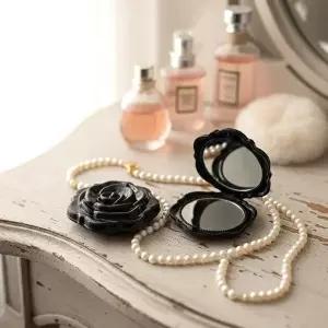 ( )양면 손거울 접이식 동백꽃 미니 휴대용 거울 여행용 소형 외출용