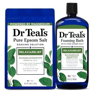 닥터 틸의 퓨어 엡섬 소금 흡수 및 거품 목욕 유칼립투스 스피어민트 콤보 팩으로 휴식과 안도감을