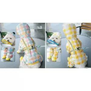 -3 산책용비옷 강아지우비 체크디자인 반려동물레인코트